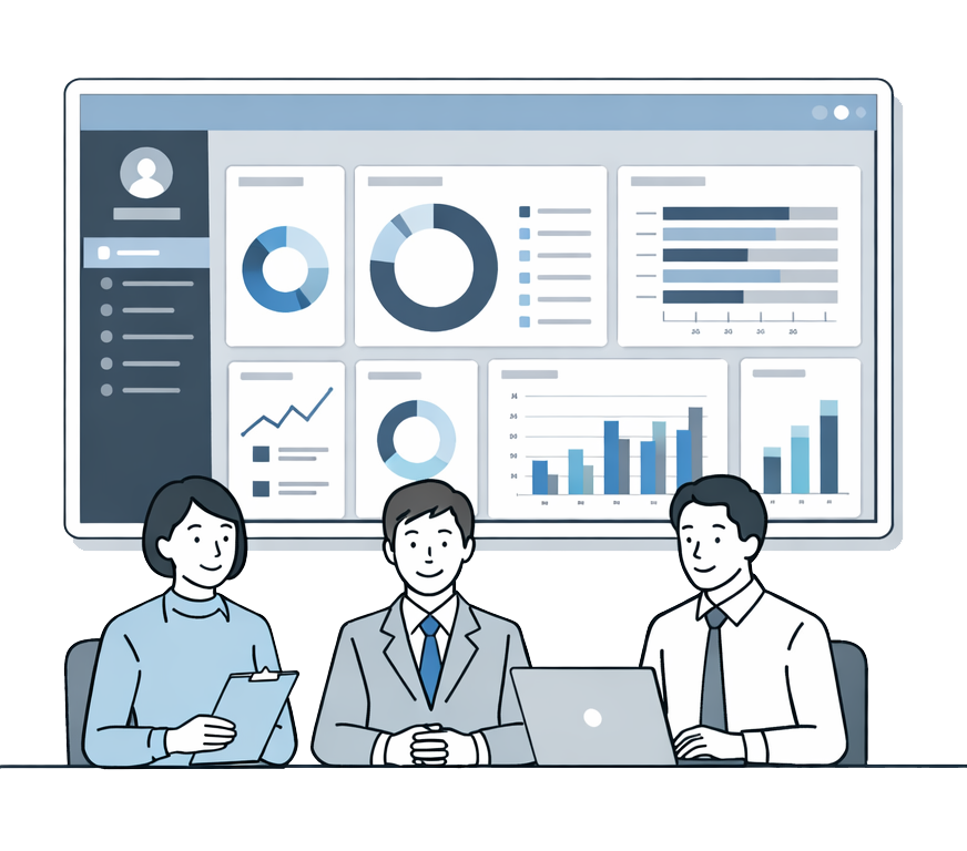 詳細な組織分析・企業分析により、職場の課題を明確にし、効果的な職場環境改善につなげるイラスト